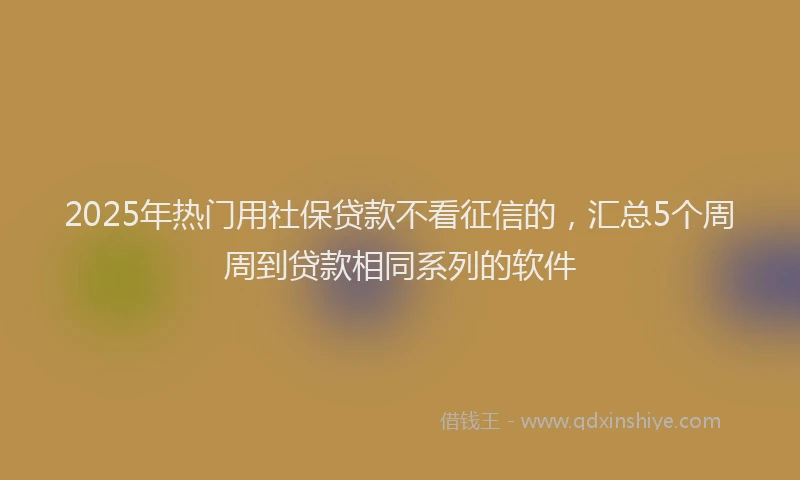 2025年热门用社保贷款不看征信的，汇总5个周周到贷款相同系列的软件