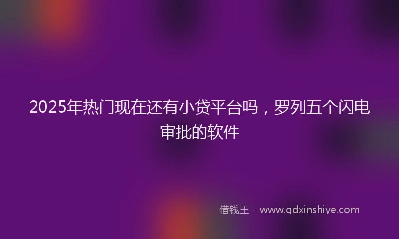 2025年热门现在还有小贷平台吗，罗列五个闪电审批的软件
