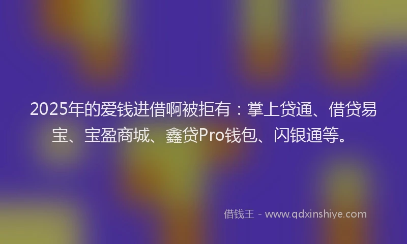 2025年的爱钱进借啊被拒有：掌上贷通、借贷易宝、宝盈商城、鑫贷Pro钱包、闪银通等。