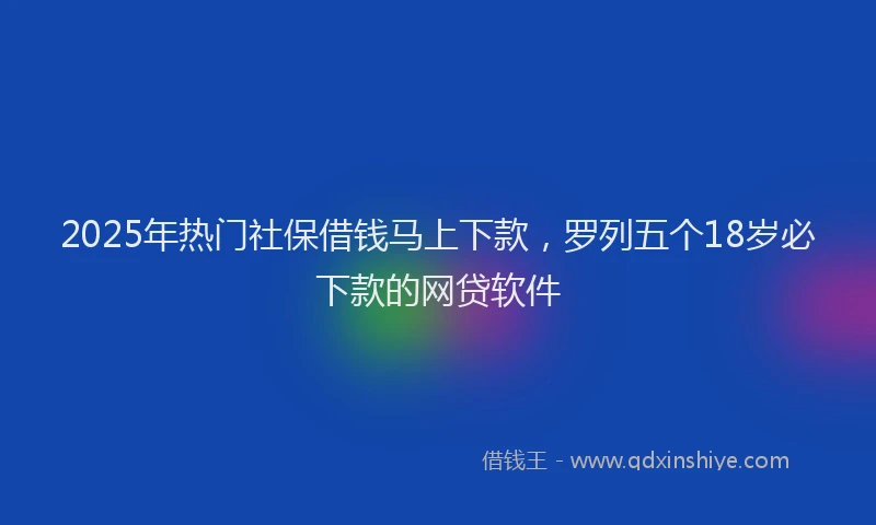 2025年热门社保借钱马上下款，罗列五个18岁必下款的网贷软件