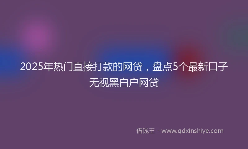 2025年热门直接打款的网贷，盘点5个最新口子无视黑白户网贷