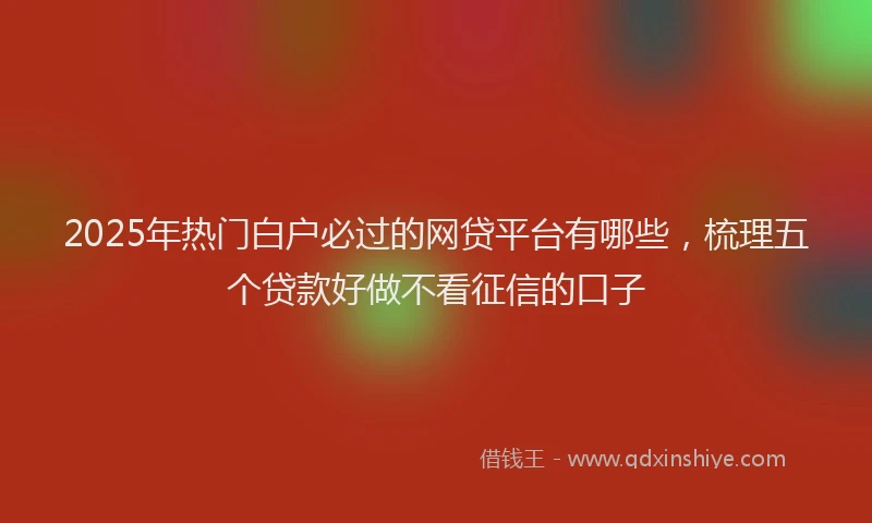 2025年热门白户必过的网贷平台有哪些，梳理五个贷款好做不看征信的口子