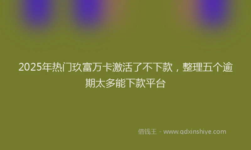 2025年热门玖富万卡激活了不下款，整理五个逾期太多能下款平台