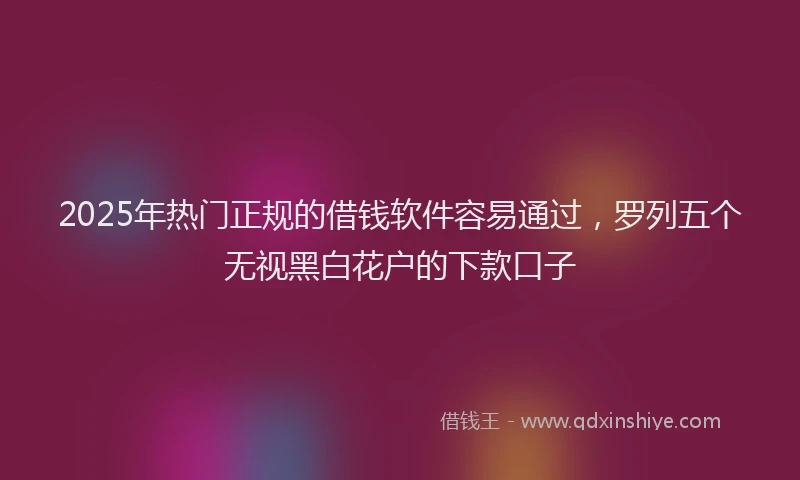 2025年热门正规的借钱软件容易通过，罗列五个无视黑白花户的下款口子