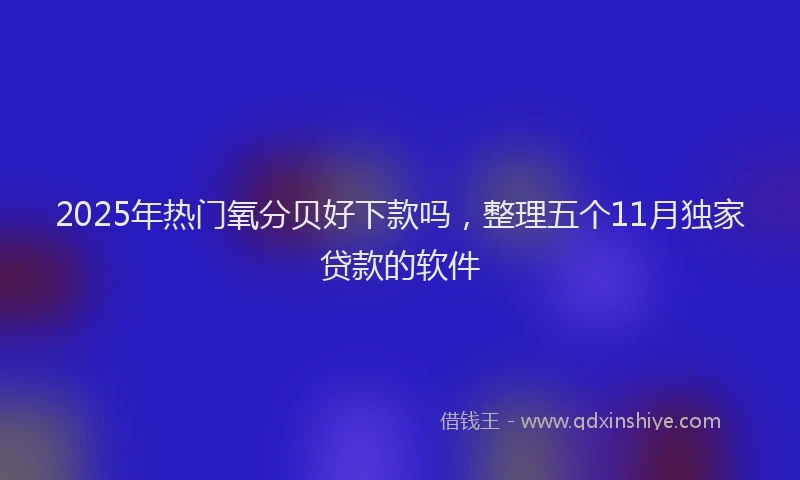 2025年热门氧分贝好下款吗，整理五个11月独家贷款的软件