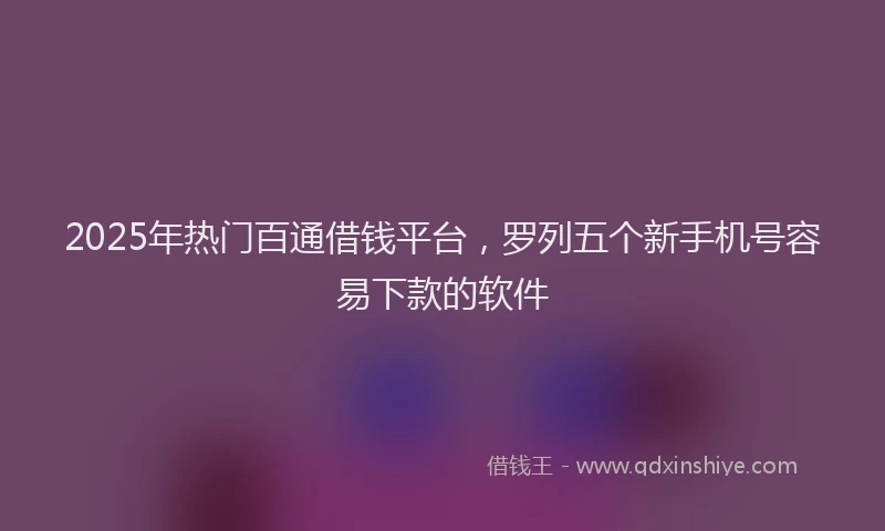 2025年热门百通借钱平台，罗列五个新手机号容易下款的软件