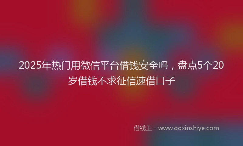 2025年热门用微信平台借钱安全吗，盘点5个20岁借钱不求征信速借口子