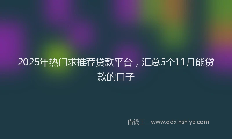 2025年热门求推荐贷款平台，汇总5个11月能贷款的口子