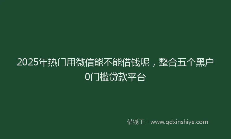 2025年热门用微信能不能借钱呢，整合五个黑户0门槛贷款平台