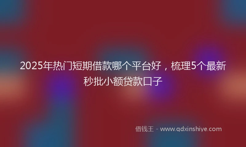 2025年热门短期借款哪个平台好，梳理5个最新秒批小额贷款口子