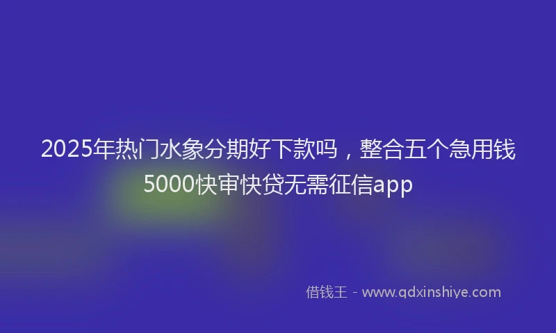 2025年热门水象分期好下款吗，整合五个急用钱5000快审快贷无需征信app
