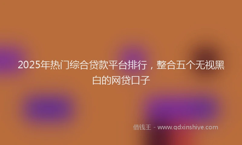 2025年热门综合贷款平台排行，整合五个无视黑白的网贷口子