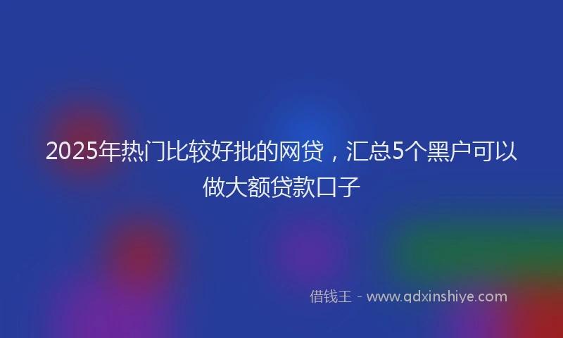 2025年热门比较好批的网贷，汇总5个黑户可以做大额贷款口子
