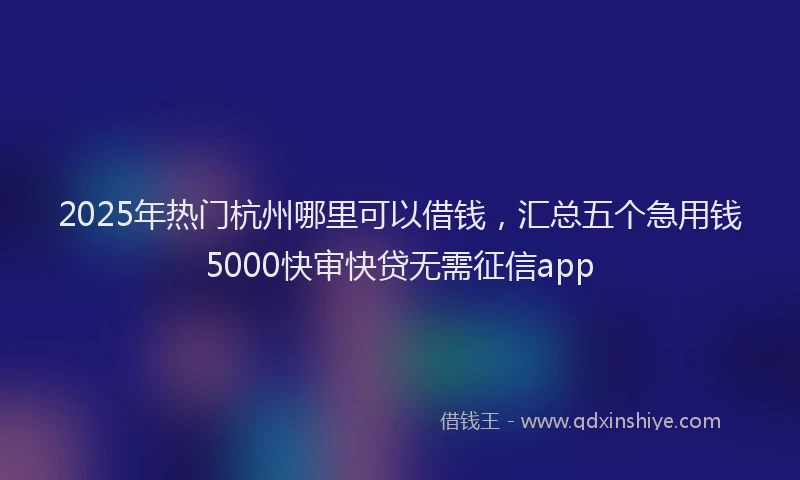 2025年热门杭州哪里可以借钱，汇总五个急用钱5000快审快贷无需征信app