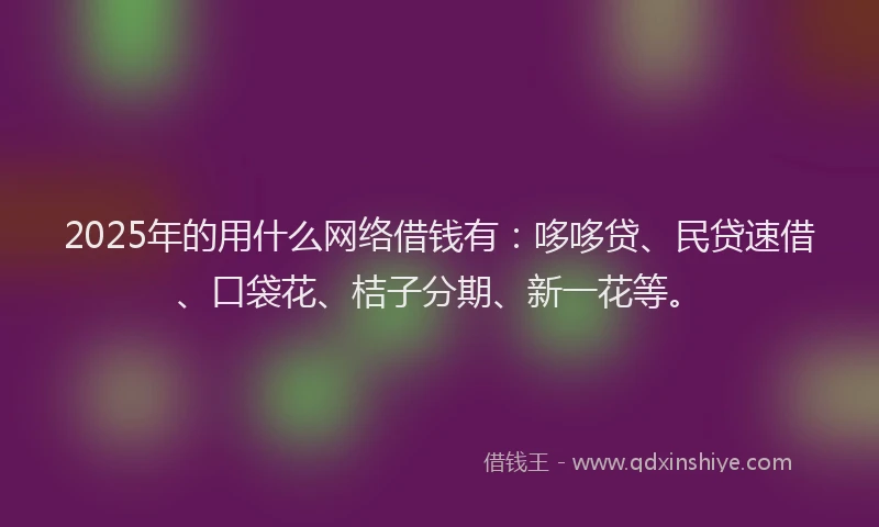 2025年的用什么网络借钱有：哆哆贷、民贷速借、口袋花、桔子分期、新一花等。