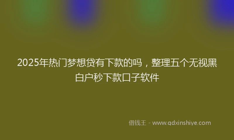 2025年热门梦想贷有下款的吗，整理五个无视黑白户秒下款口子软件