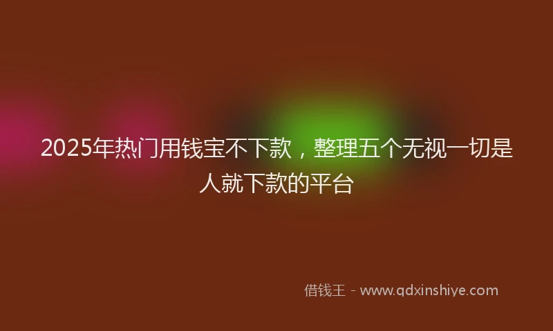 2025年热门用钱宝不下款，整理五个无视一切是人就下款的平台