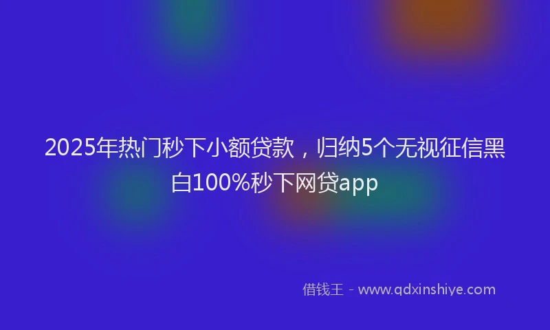 2025年热门秒下小额贷款，归纳5个无视征信黑白100%秒下网贷app