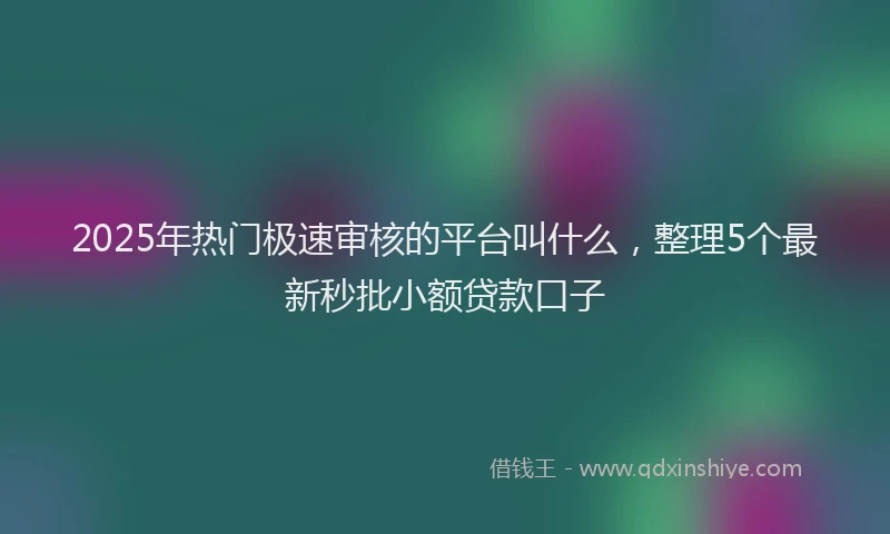 2025年热门极速审核的平台叫什么，整理5个最新秒批小额贷款口子