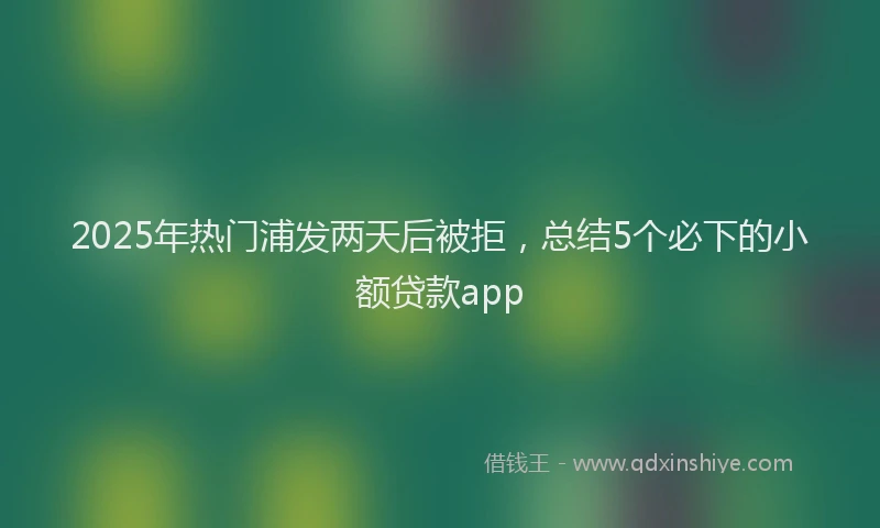 2025年热门浦发两天后被拒，总结5个必下的小额贷款app