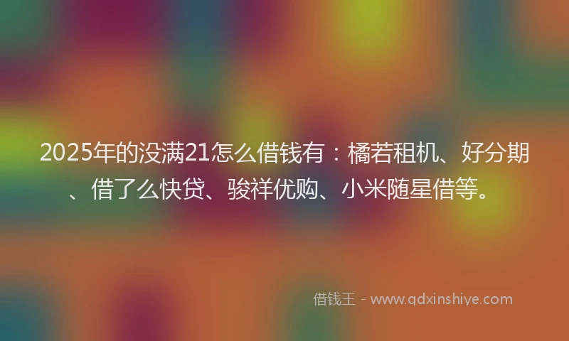 2025年的没满21怎么借钱有：橘若租机、好分期、借了么快贷、骏祥优购、小米随星借等。
