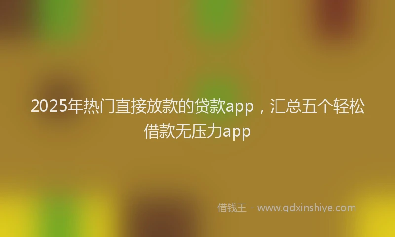 2025年热门直接放款的贷款app，汇总五个轻松借款无压力app