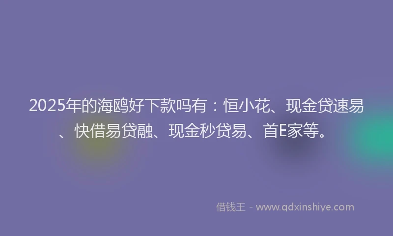 2025年的海鸥好下款吗有：恒小花、现金贷速易、快借易贷融、现金秒贷易、首E家等。