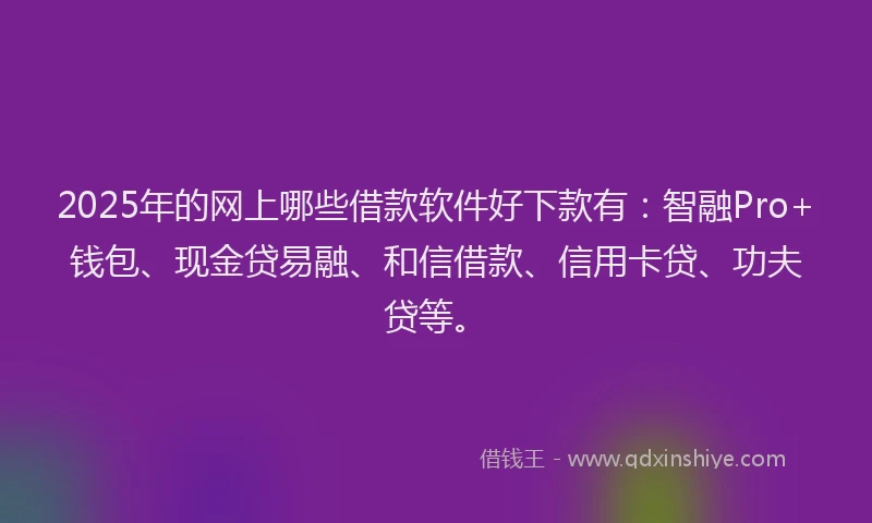 2025年的网上哪些借款软件好下款有：智融Pro+钱包、现金贷易融、和信借款、信用卡贷、功夫贷等。