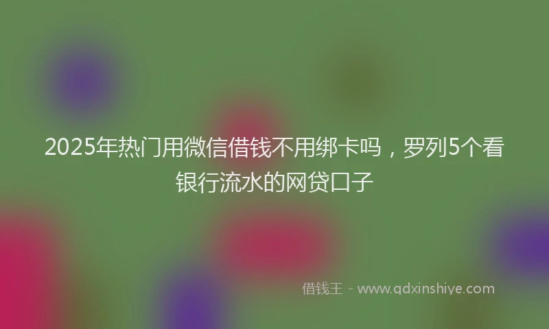 2025年热门用微信借钱不用绑卡吗，罗列5个看银行流水的网贷口子