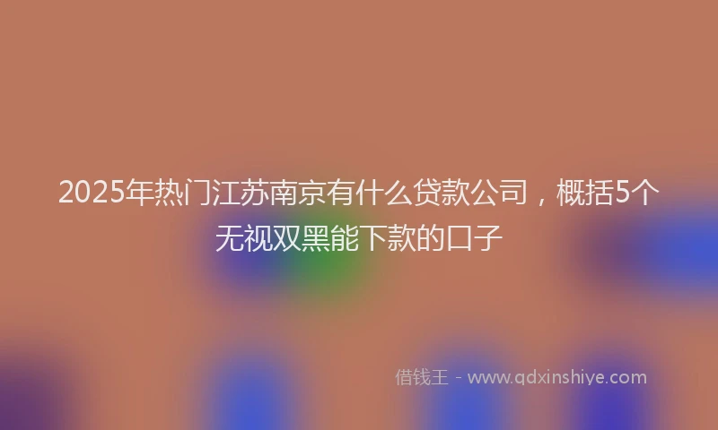 2025年热门江苏南京有什么贷款公司，概括5个无视双黑能下款的口子