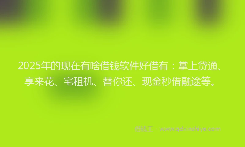 2025年的现在有啥借钱软件好借有：掌上贷通、享来花、宅租机、替你还、现金秒借融途等。
