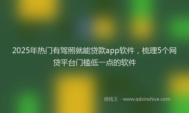 2025年热门有驾照就能贷款app软件，梳理5个网贷平台门槛低一点的软件