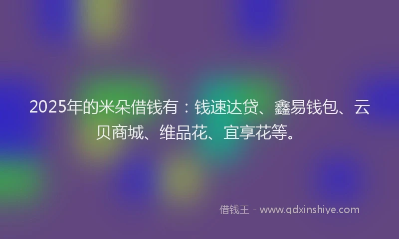 2025年的米朵借钱有：钱速达贷、鑫易钱包、云贝商城、维品花、宜享花等。