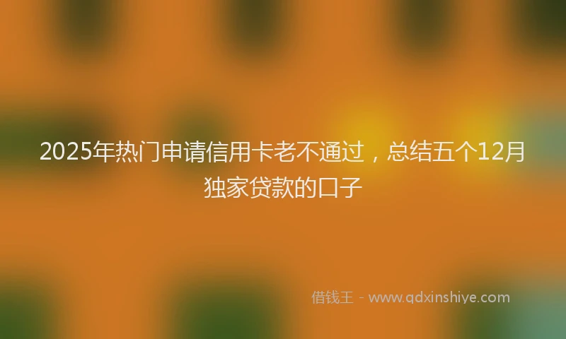 2025年热门申请信用卡老不通过，总结五个12月独家贷款的口子