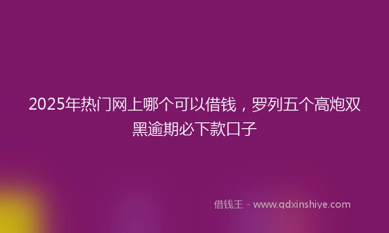 2025年热门网上哪个可以借钱，罗列五个高炮双黑逾期必下款口子