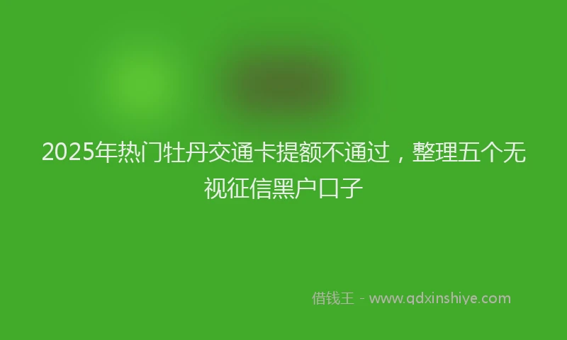 2025年热门牡丹交通卡提额不通过，整理五个无视征信黑户口子