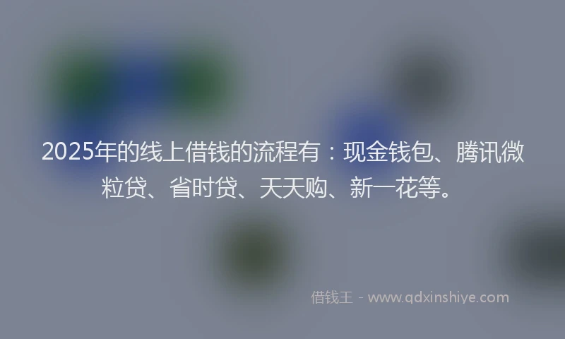 2025年的线上借钱的流程有：现金钱包、腾讯微粒贷、省时贷、天天购、新一花等。