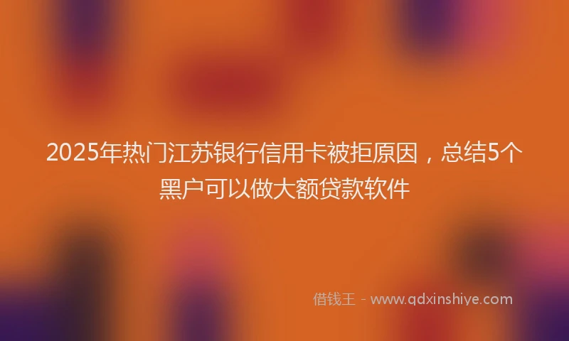 2025年热门江苏银行信用卡被拒原因，总结5个黑户可以做大额贷款软件