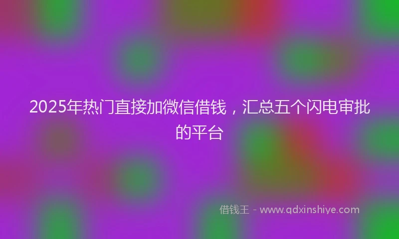 2025年热门直接加微信借钱，汇总五个闪电审批的平台