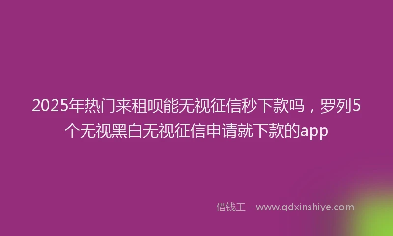 2025年热门来租呗能无视征信秒下款吗，罗列5个无视黑白无视征信申请就下款的app