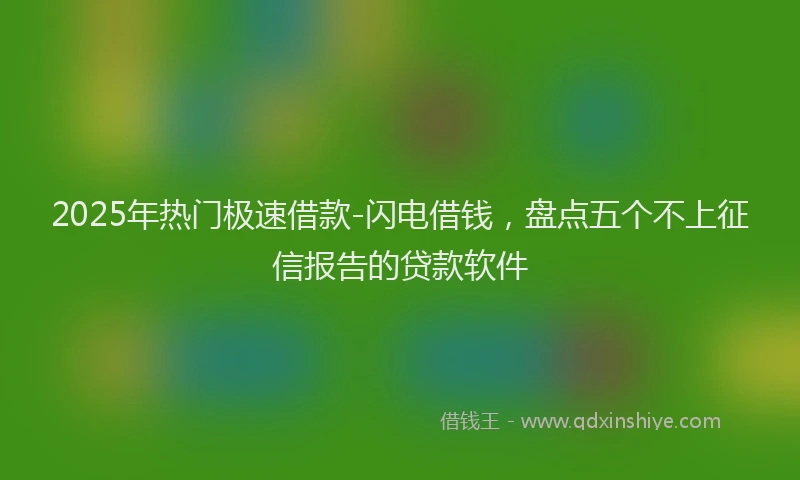 2025年热门极速借款-闪电借钱，盘点五个不上征信报告的贷款软件