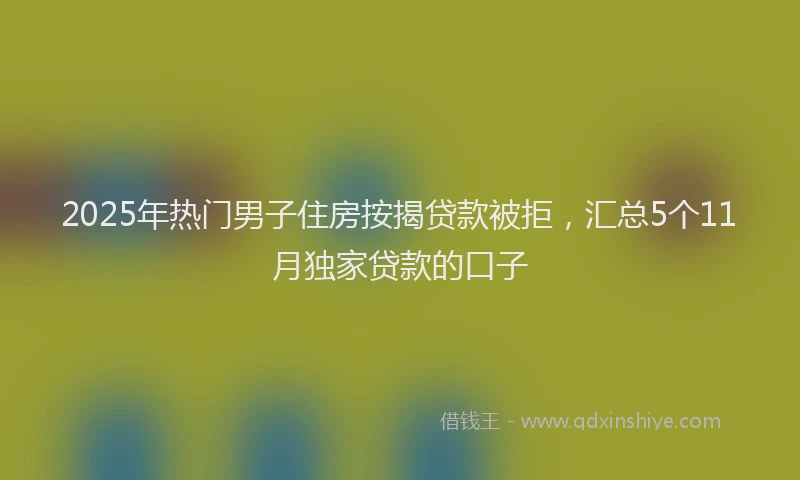 2025年热门男子住房按揭贷款被拒，汇总5个11月独家贷款的口子