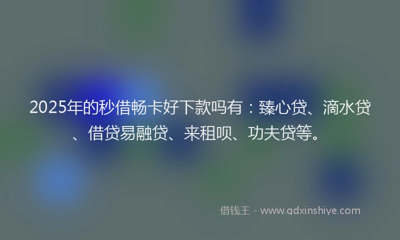 2025年的秒借畅卡好下款吗有：臻心贷、滴水贷、借贷易融贷、来租呗、功夫贷等。