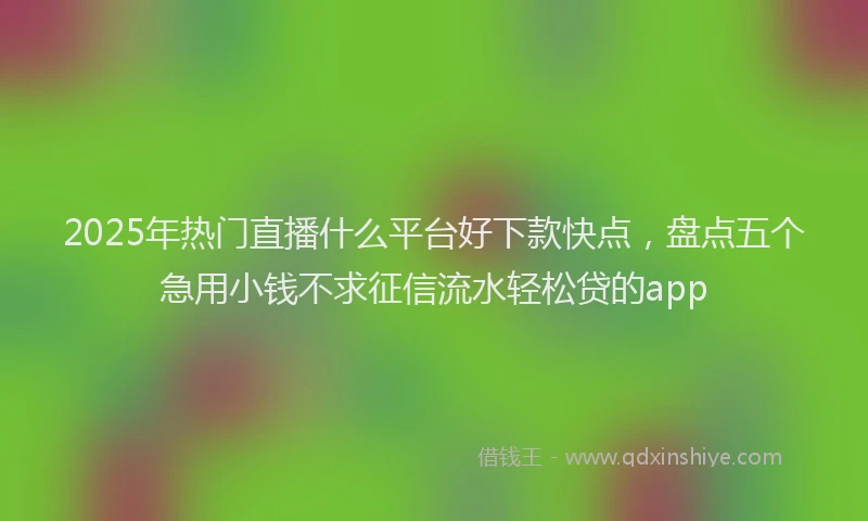 2025年热门直播什么平台好下款快点，盘点五个急用小钱不求征信流水轻松贷的app