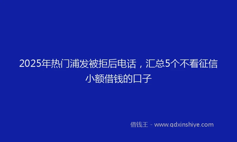 2025年热门浦发被拒后电话，汇总5个不看征信小额借钱的口子