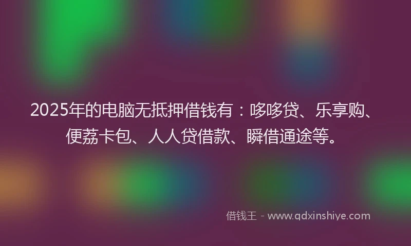 2025年的电脑无抵押借钱有：哆哆贷、乐享购、便荔卡包、人人贷借款、瞬借通途等。