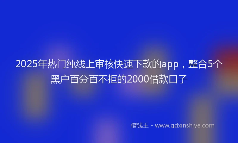 2025年热门纯线上审核快速下款的app，整合5个黑户百分百不拒的2000借款口子