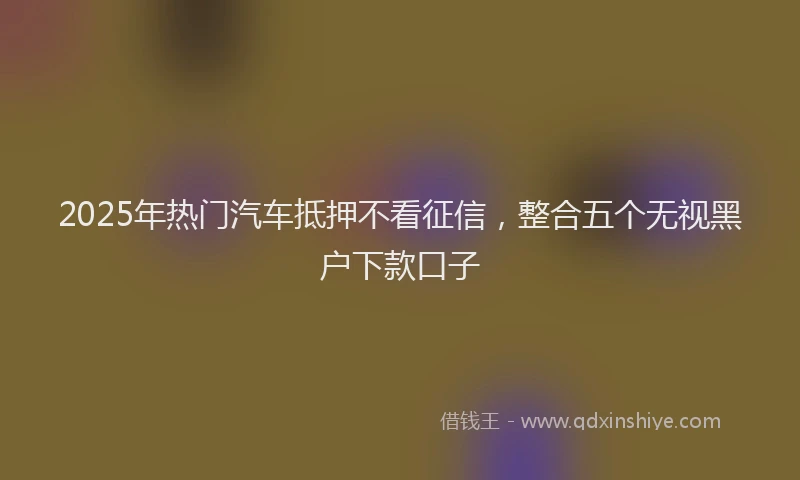 2025年热门汽车抵押不看征信，整合五个无视黑户下款口子