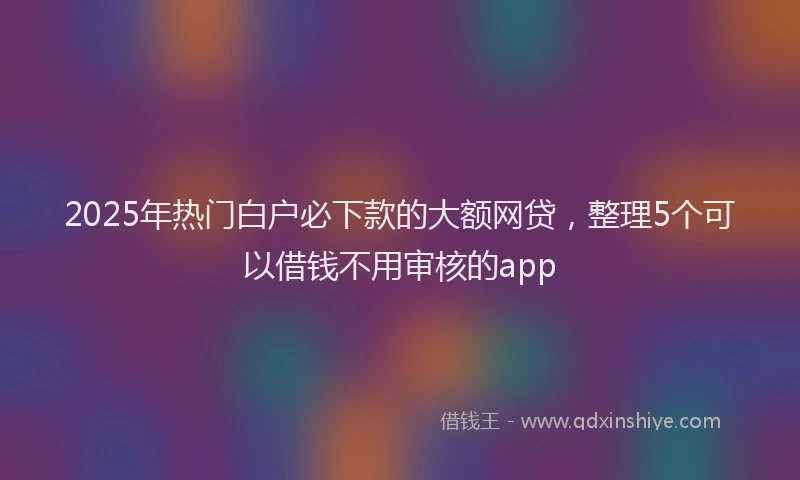 2025年热门白户必下款的大额网贷，整理5个可以借钱不用审核的app