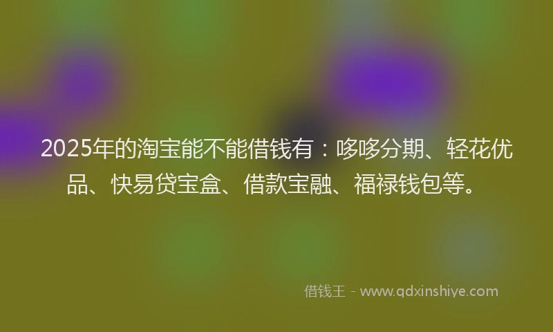 2025年的淘宝能不能借钱有：哆哆分期、轻花优品、快易贷宝盒、借款宝融、福禄钱包等。